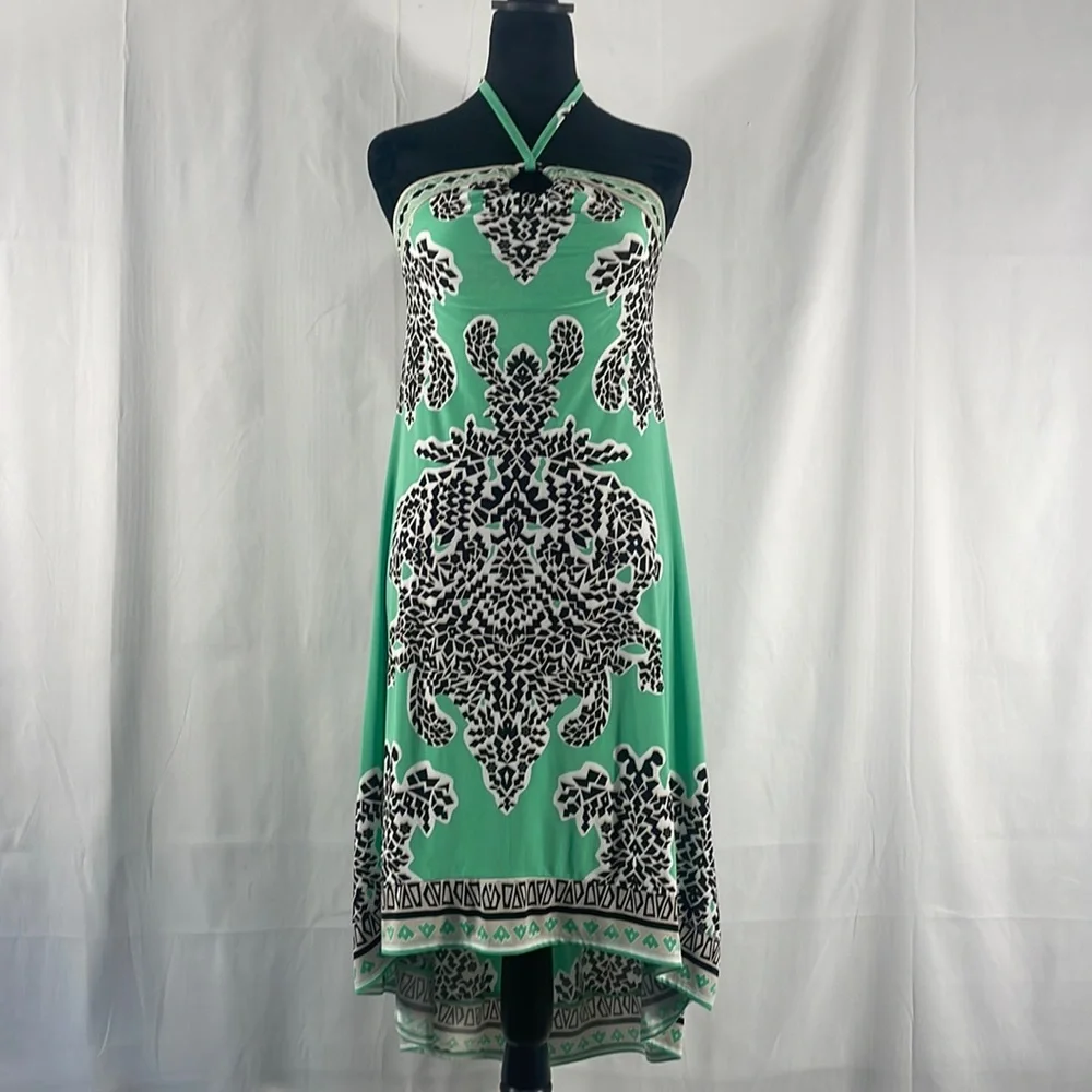 INC International Concepts,Halter,High low dress,Tropical,Teal,multi color,small - Picture 1 of 12